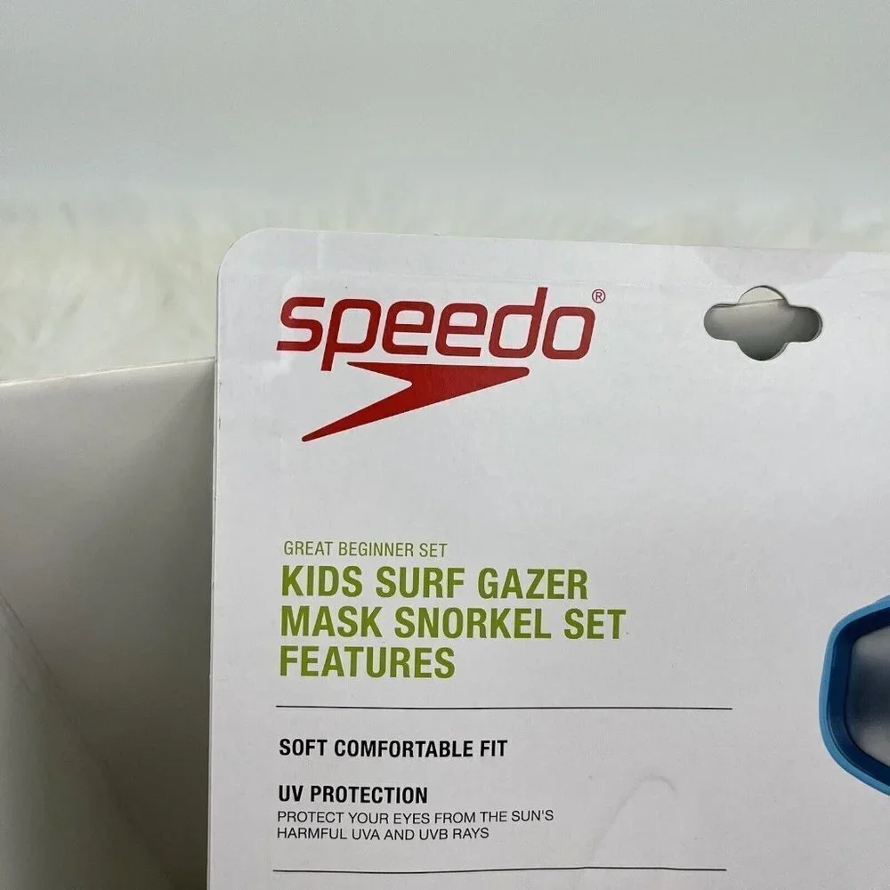 NEW Speedo Kids Mask Snorkel Beginner Set Dive Surf Gazer Lime Green Blue